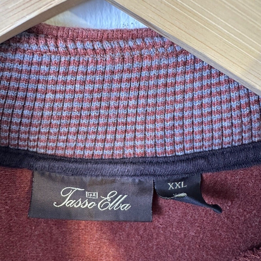 Tasso Elba Spa Mens Rust Red Dad Pullover Henley Cotton Sz XXL 1/4‎ Zip Sweater - Picture 16 of 16